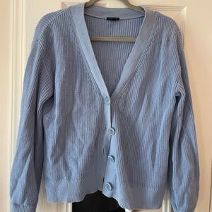 Talbots Cotton  Light Blue Button-Up Cardigan
